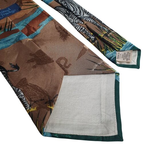Animal Tracks Vintage Zebra Pattern Necktie Designer Safari Wildlife Design Zoo - Picture 5 of 5